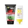 GARNIER Men Acno Fight Anti Pimple Face Wash 100g + Super UV Invisible Serum Sunscreen 30ml (2 Items in the set)