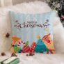 STITCHNEST Merry Christmas Printed Poly Cotton Cushion Cover Pack of 1 (12×12 Inches)