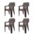 CELLO Ritzy Chair Set of 4, Matte Brown | Unbreakable, Durable & Strong | Blended PP Material, Easy to Clean | Plastic Chair for Living Room, Home & Office | 3 Years Warranty – Manufacturing Defects