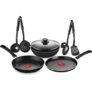 Pigeon by Stovekraft Pigeon Mio Nonstick Aluminium Cookware Gift Set, Includes Nonstick Flat Tawa, Nonstick Fry Pan, Kitchen Tool Set, Nonstick Kadai with Glass Lid, 8 Pieces Kitchen Set (Black)