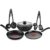 Pigeon by Stovekraft Pigeon Mio Nonstick Aluminium Cookware Gift Set, Includes Nonstick Flat Tawa, Nonstick Fry Pan, Kitchen Tool Set, Nonstick Kadai with Glass Lid, 8 Pieces Kitchen Set (Black)