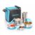 CELLO Steelox Set of 5 Pcs Lunch Box with Jacket For Office, Blue | 550ml, 375ml, 225ml, 50ml Stainless Steel Containers & 375ml Tumbler |Lightweight Leakproof Airtight Tiffin Box For Daily Use Travel