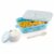 ATTRO Smiley Bite Plastic Lunch Box – 3 Compartment Bento Tiffin, Leak-Proof & Durable, Plastic Spoon, Ideal for Kids, School, Picnic– 1220ml+200ml, Blue
