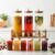 Red-Rubby 3 Tank Glass Beverage Dispenser Set with Wooden Stand | 2L Each Juice Dispenser with Tap & Lid + 6 Color Handle Glass Mugs (240ML) | Premium Drink Server for Lemonade, Parties & Home Use