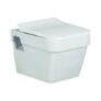 BonKaso Premium Wall Hung Ceramic Rimless One Piece Commode (White) | S Trap Western Toilet with Soft Close Seat | Water Closet for Bathroom/Lavatory | Siphonic Flush System (15.2 x 20 x 14.2 Inches)
