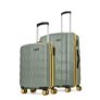 Aristocrat Comet Set of 2 Trolley Bag 56, 66cm | Small+Medium| Hard Luggage| Smooth 8-Wheel Suitcase| Combination Lock With Sturdy Zipper| Full Fabric Convipack | 3-year International Warranty (Green)