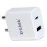 D-Link 20W Dual Port Fast Charger Type-C & USB-A for All Mobiles Phones, Tablets, Power Banks, Smart Watches, Earbuds Etc. Bis Certified, Compact Size & Easy to Carry. – White