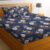 BSB HOME 100% Microfiber bedsheet for Double Bed with 2 Pillow Covers Breathable | Wrinklefree and Softtouch White Flower Print Sheet- Dark Blue