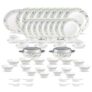 La Opala Diva Classique Collection Opal Glass Crockery | for Family of 8 | Dinner Set 61 pcs Morning Glory | Plates & Bowls for Dining | Microwave Safe | 100% Vegetarian | Extra Strong | White