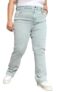 HIGH STAR Plus Size Women Stove Pipe High-Rise Jeans Sea Green