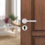 amazon basics Door Handle for Main Door | Main Door Handle |5.6 inch Length of Handle for Grip | Brass | crom Finish | Zinc Alloy