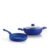 Crystal 250mm Kadai + 250mm Fry Pan with Glass Lid | 2Pcs Set| Blue