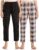 Amazon Brand – Symbol Women’s Cotton Ankle Length Regular Fit Pyjama Set (Combo Pack of 2) (SBT-02 Cont_Black & Blush_L)
