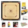 KOXTONS – Carrom Board 32 INCH Full Size with 1.5″ Border & (Super) with STRICKER & Accessories and Vista 11 INCH Chess Conquer Gift Set