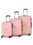 Teakwood Set of 3 8 Wheels Trolley Bag, Hard Cabin with Zipper Closure, Adjustable Push Button & Cross Side Strap, Number Lock System 360 Degree (Set of 3, Rose)
