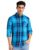 Amazon Brand – House & Shields Men’s Checkered Regular Casual Shirt (SS20-HS-RR-01-L_Royal&Navy L)