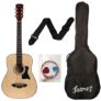 JUAREZ JRZ38C/NAT 38 Inches Lindenwood Right Handed Acoustic Guitar With Bag, Strings, Pick And Strap (Natural, Brown, 6 Strings)