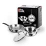 Milton Pro Cook Induction Cookware & Gas Stove Friendly Sandwich Bottom 3 Pc Cookware Set | Stainless Steel Kadhai & Fry Pan with Lid 22 cm | Deep Frying | Sauté | Scratch Resistant | 2Y Warranty