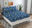 BSB Home 120 Tc Double Floral Printed Bedsheet with 2 Pillow Covers | 110 GSM Soft Brushed Microfiber – Breathable & Wrinkle Free – (86 X 88 Inch, Dark Blue & Yellow & White), 144 Tc