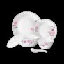 Larah by Borosil Pack of 34 Opalware Galaxy Dahlia Crockey Gifting, Plate & Bowl Dinner Set(Pink, Microwave Safe)