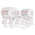 Larah by Borosil Red Mist Fluted Series Opalware Dinner Set | 66 Pieces for Family of 6 | Microwave & Dishwasher Safe | Bone-Ash Free | Crockery Set for Dining & Gifting | Plates & Bowls | White