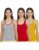 Longies women’s Racer Back Regular Tank Top (LWRTPO3V001_Mustard,Grey Milange & Red L)