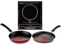 Pigeon by Stovekraft Cruise 1800 W Induction Cooktop (Push Botton, Black) with IB Fry Pan 240mm & IB Tawa 250mm | 1 Yr Warranty