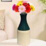 Pure Source India Porcelain Flower Vase (8 Inch) (Green) (Without Flower)