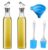 FOURTHSKY 500ml Glass Oil Dispenser Bottle with Silicon Funnel, Oil Brush and Spatula (2Pc Oil Bottle + 1pc Funnel + 1pc Silicone Oil Brush & Spatula), Pack of 1, Transparent 5 PCS COM.