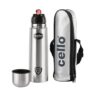 Cello Flipstyle Thermosteel Flask with Thermal Jacket 1000ml, Silver | 24 Hours Hot & Cold Water Bottle | Flask for Tea Coffee | Rust & Leak Proof | Ideal for Office, Gym, Home, Kitchen, Travel Bottle