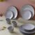 The Earth Store Glossy Grey Marble 18 Piece Ceramic Diwali Gift Dinner Set 6, Full Dinner Plates, 6 Quarter Plates, 6 Vegetable Bowls | Microwave & Dishwasher Safe | Diwali Gifts Item