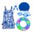 JMT Wear Swimming Kit Combo for Girls | Swimming Costume, Goggles, Swim Cap, Nose Clip, Ear Plugs | Complete Swimwear Swimsuit Set for Girls of All Ages Blue