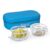 Treo by Milton Sky Lite Tiffin Vertical | 2 Round Containers (400 ml Each) with Jacket | Borosilicate Glass | Airtight Leak-Proof Lids | Microwave & Oven Safe | Ideal for Office & Travel, Blue