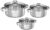 Amazon Solimo Set Of 3 Stainless Steel Casseroles | Glass Lid | Flat Bottom | Dishwasher-Safe | 16 Cm, 18 Cm, 20 Cm | 2.3 Liter, 3 Liter, 1.7 Liter | Silver