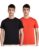 Amazon Brand – Symbol Men’s Cotton T Shirt | Round Neck | Half Sleeve | Plain | Combo Pack of 2 – Regular Fit (Available in Plus Size) (Fire Red & Black_S)